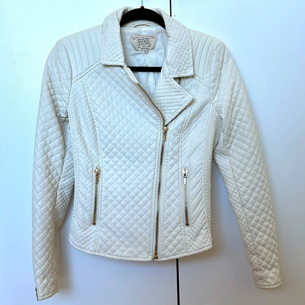 Zara Off White Women’s Faux Leather Jacket Medium